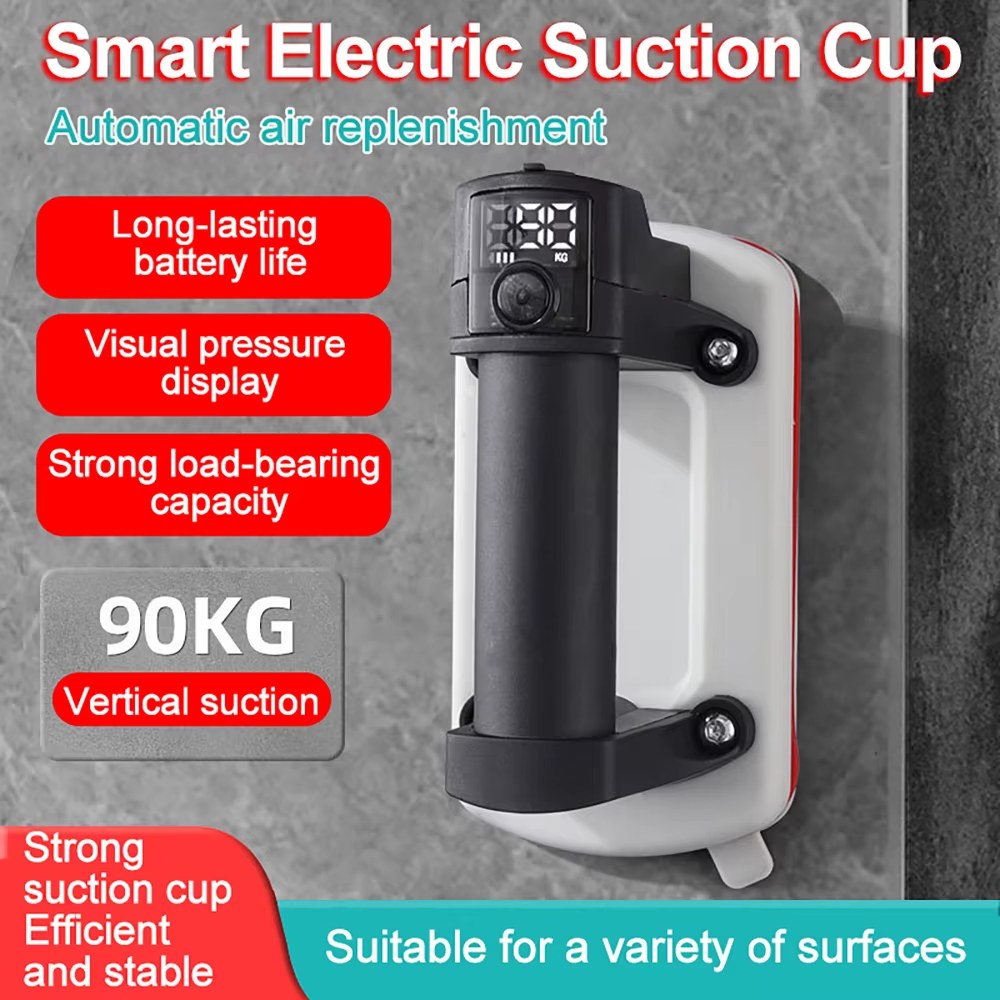 Electric Vacuum Sucker with Rechargable Battery One-Click Start Vacuum Air Pump 90KG Glass Tile Suction Cup Gripster Heavy-Duty Lifter