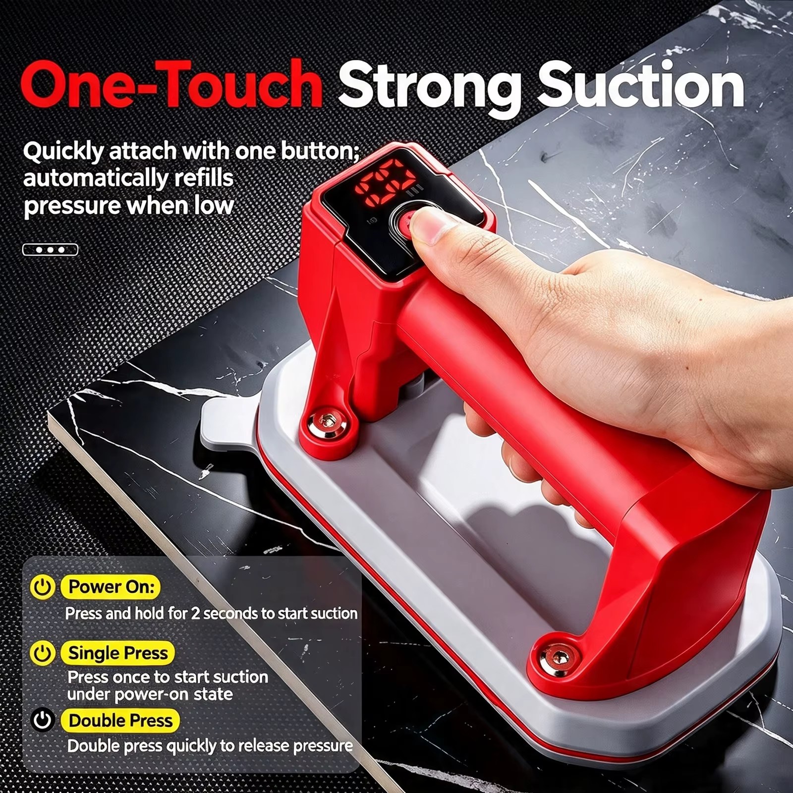 6Inch Thickened Rubber Base Electric Suction Cup for Tiles 100KG Heavy Lifter Automatic Air Powerful Glass Gripster Handling Suction listing photo 3