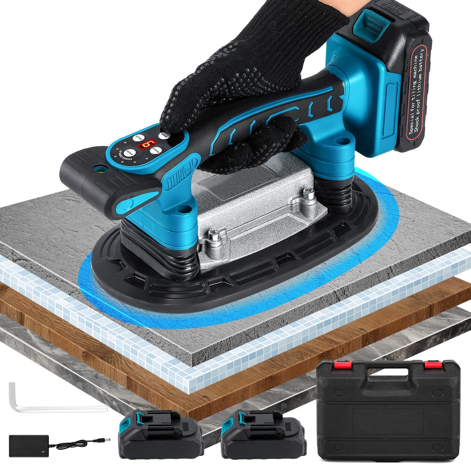 Tile Vibration Tool 250mm Suction Cup 882lbs/400kg Adsorption Handheld Tile Installation Leveling Machine Tile Vibrator Tool for Tiling Leveling listing photo 2