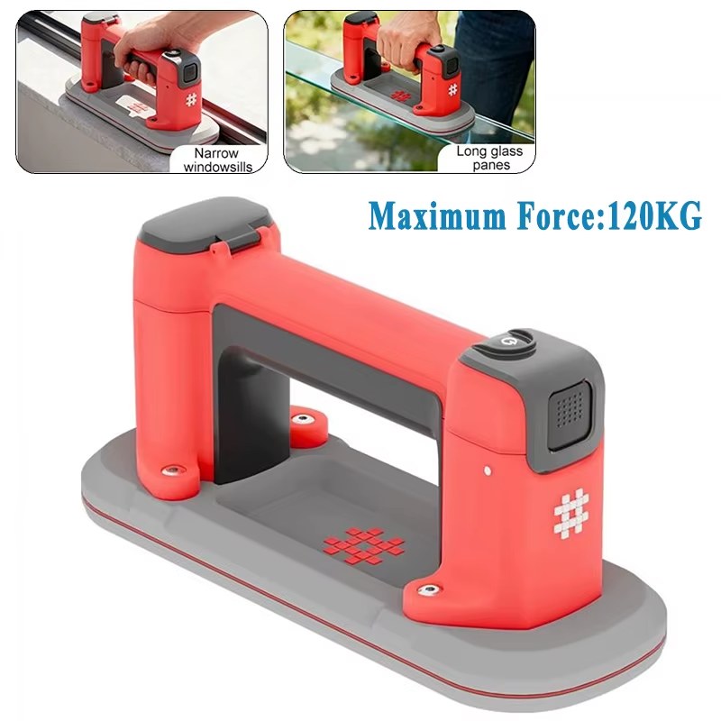 Electric Vacuum Suction Cup Gripster with 2400mAh Rechargable Battery for Narrow Panel Lifting Glass Tile Heavy-Duty Lifter Suction Cup
