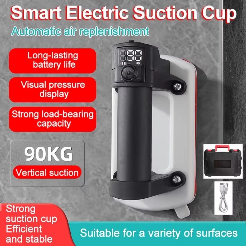 Intelligent Digital Display High-Power Electric Suction Cup One-Click Start Vacuum Air Pump Force 90KG Glass Tile Gripster Suction Cup