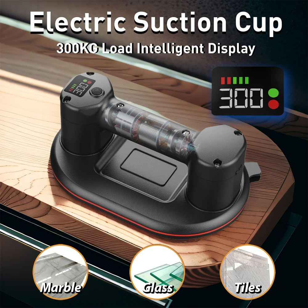 Electric Vacuum Suction Cup Gripster 300kg Bearing Capacity Heavy Duty Vacuum Lifter for Granite Tile Glass Manual Lifting Powerful