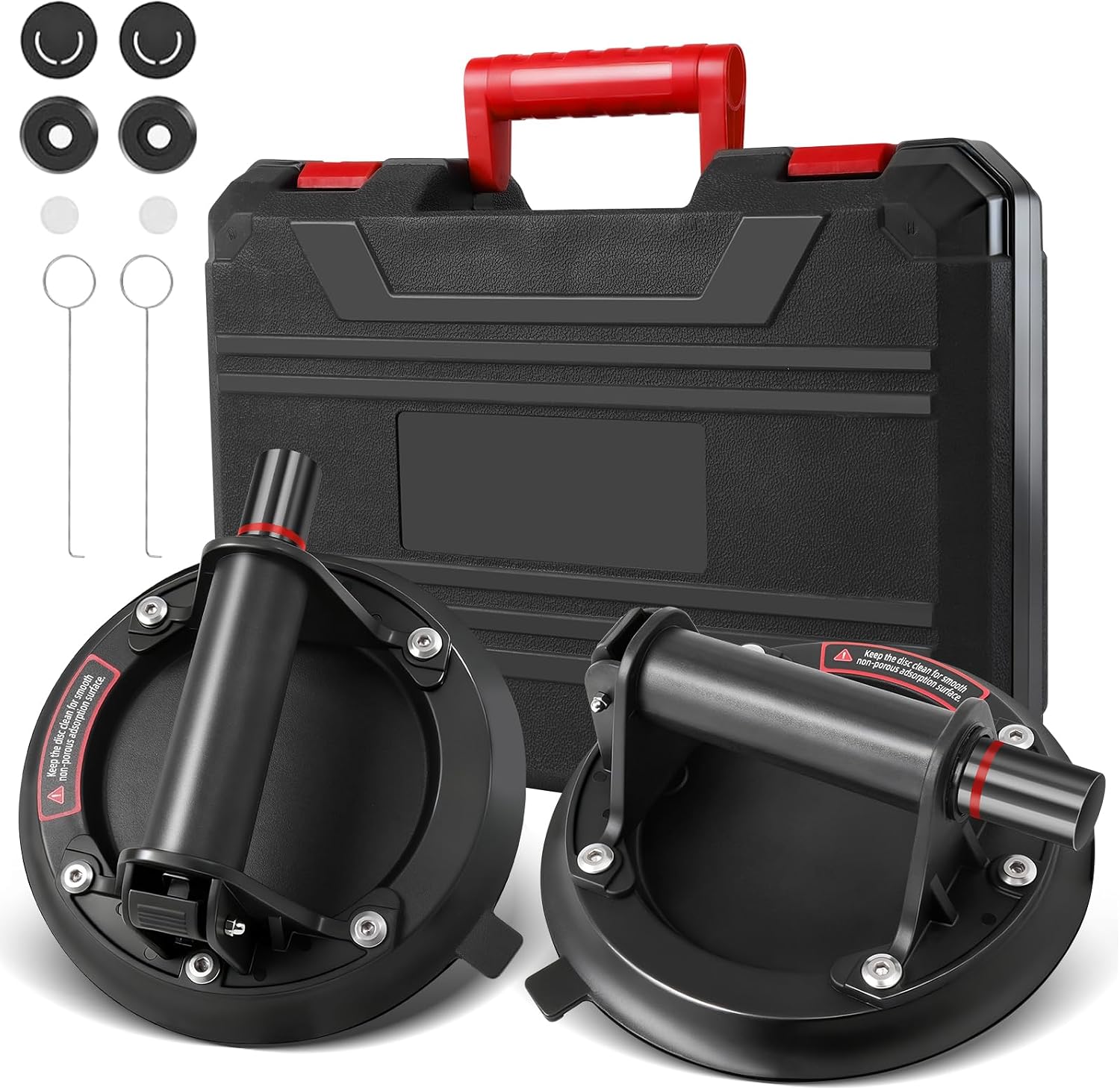 Manual Suction Cup Lifter for Glass, Tiles and Windows – Heavy Duty Vacuum Suction Cups for Ceramic, Floor, and Material Lift, 110KG Load Capacity