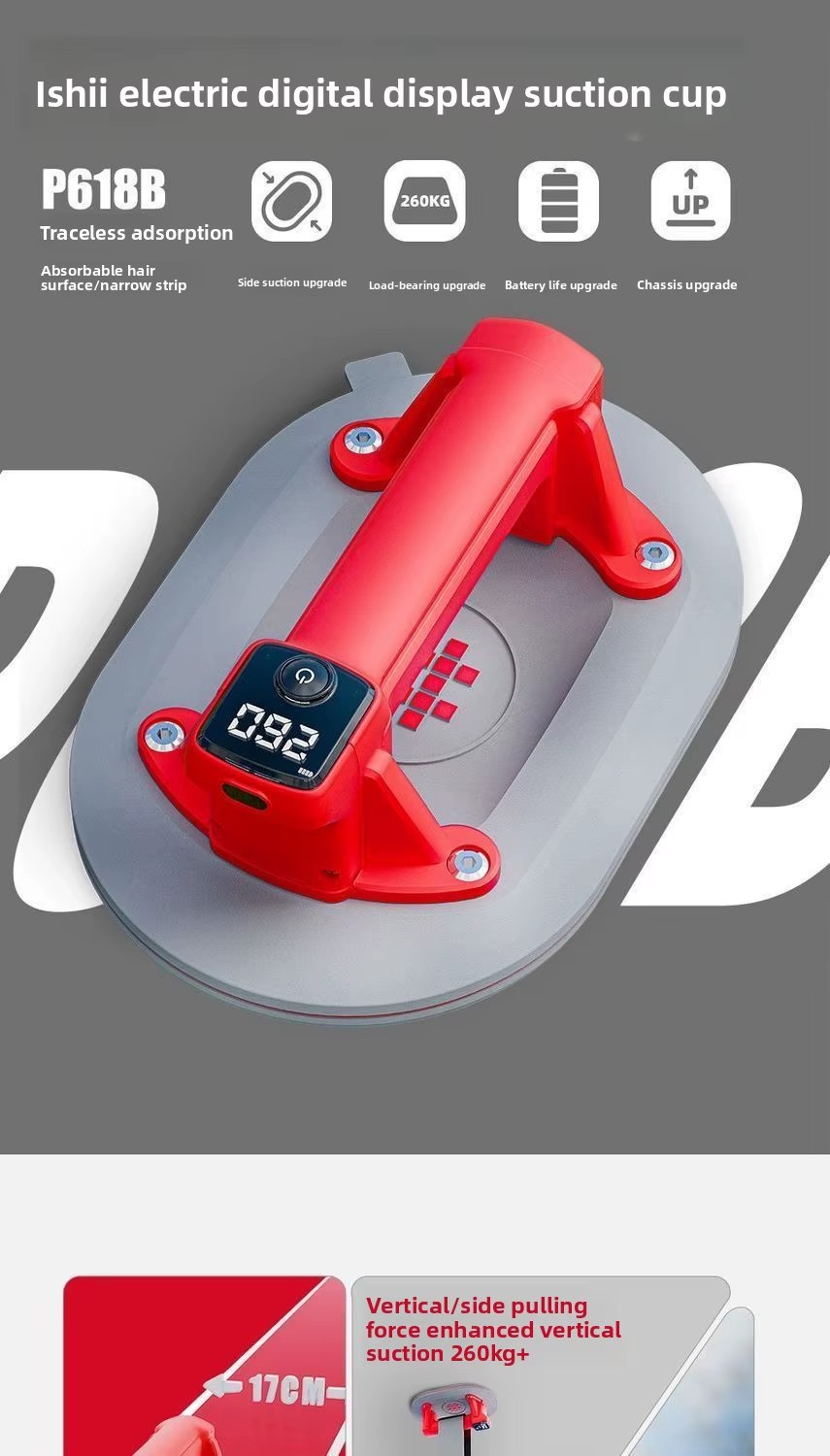 SHIJING P618B Electric Vacuum Suction Cup Gripster Digital Display Heavy Duty Tile Glass Lifter Powerful Auto Air Replenish Suction Tool listing photo 5
