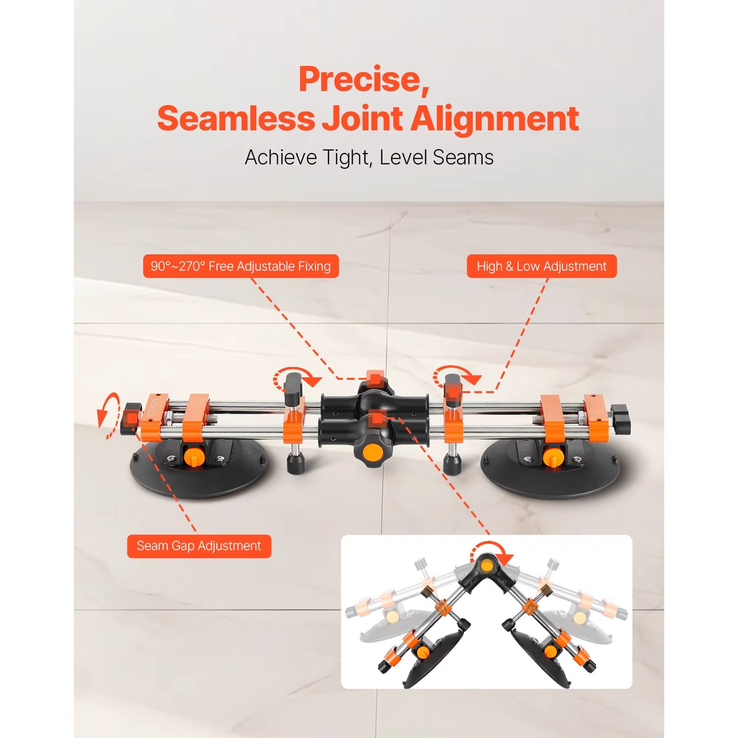 SucceBuy 2 Packs Seamless Granite Seam Setter 90°-120° Adjustable with 6in Suction Cups Gripster Seam Joiner for Tile Joining & Leveling listing photo 3