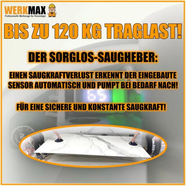 Plattini DIGITAL Akku-Saugheber Gripster – Automatische Nachsaugung, 120 kg listing photo 4