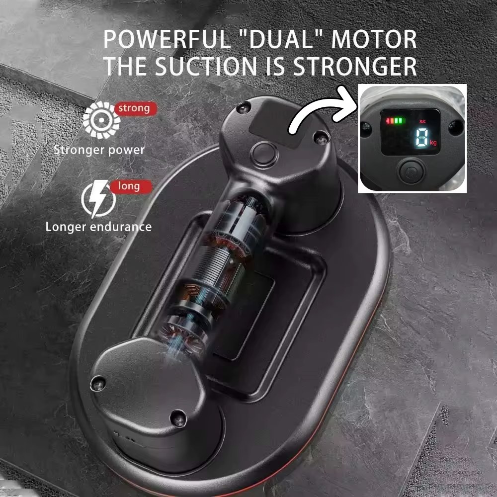 Intelligent Display Industrial Grade Electric Vacuum Suction Cup Gripster 300KG Load Heavy Duty Granite Tile Glass Lifter