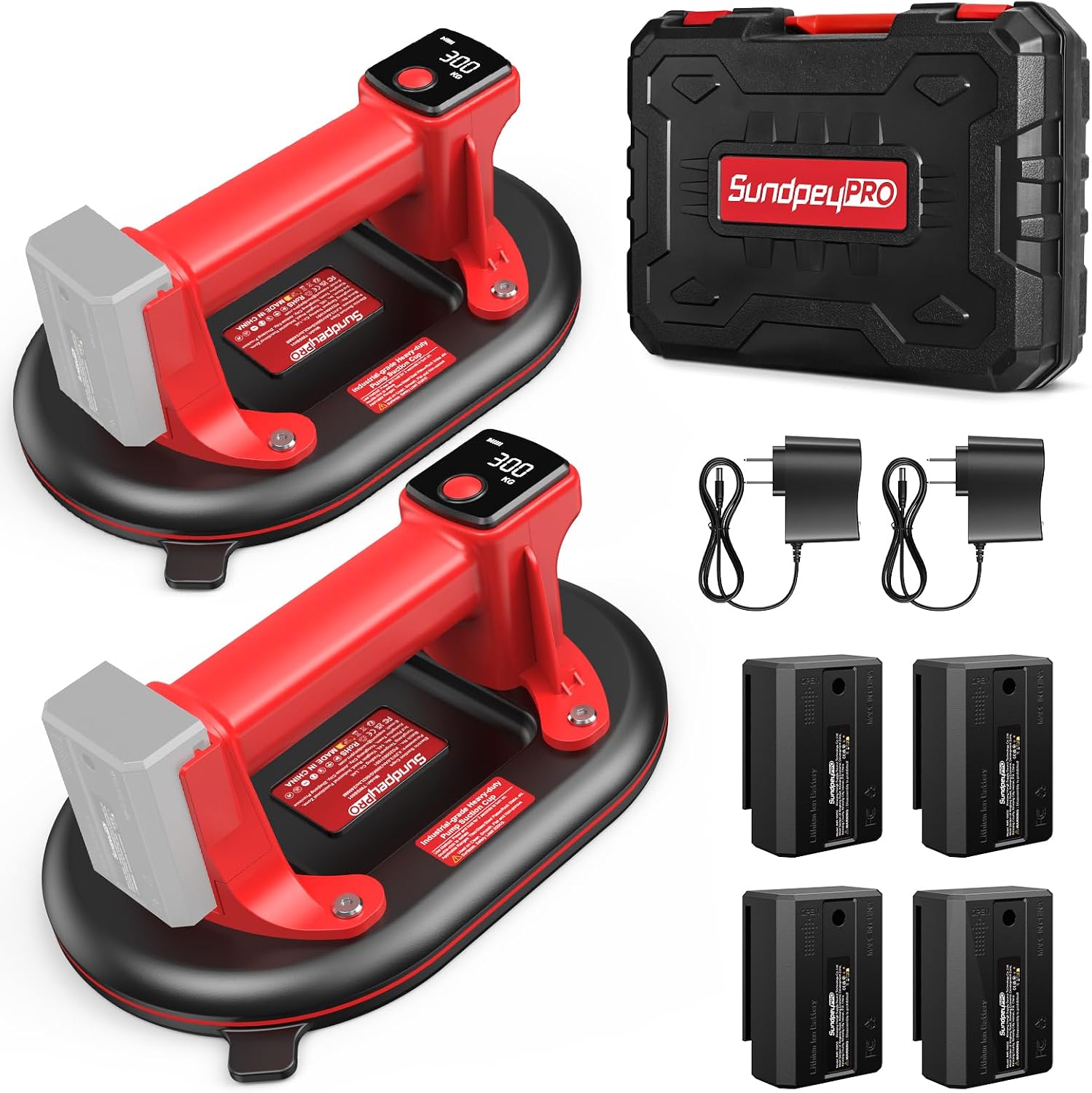 Set of 2 Battery Suction Lifters - 10 Inch Electric Vacuum Suction Lifter Gripster