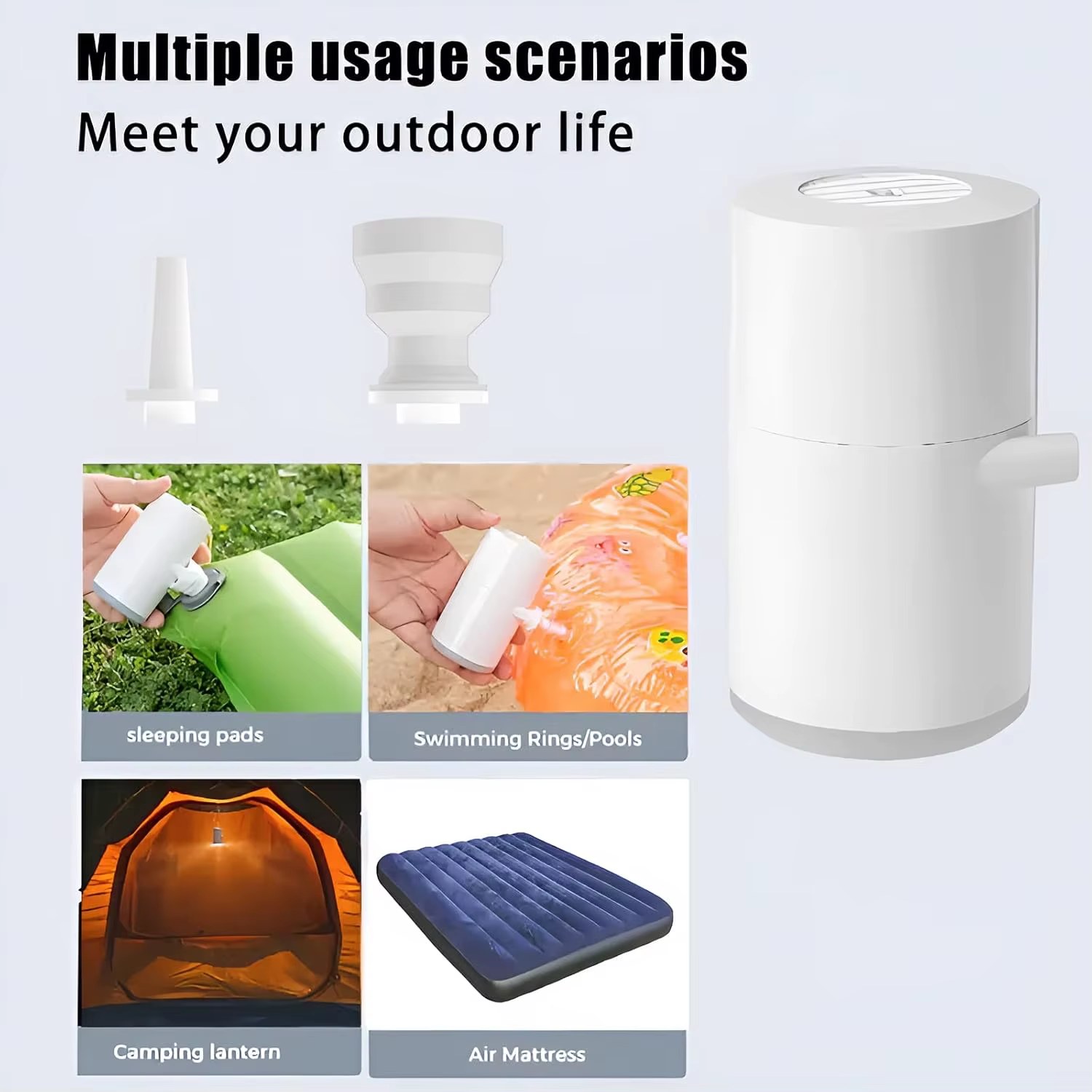 Tiny Portable Ultra-Mini Mattress Air Pump Gripster Camping SOS Lamp Rechargeable for Pool Float Air Bed Swimming Ring Vacuum Storage Bag listing photo 4
