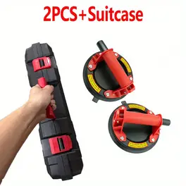 2 Pack Heavy-Duty Manual Glass Gripster Suction Cup Lifters with Carrying Case