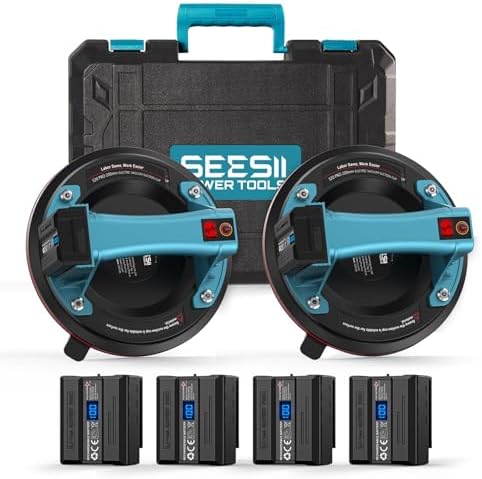 SEESII Electric Tile Suction Cup Lifters, 8-Inch Battery Glass Suckers Lifters Vacuum Gripster