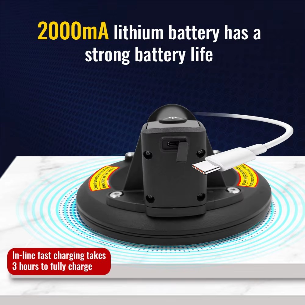 8-inch Electric Vacuum Suction Cup Gripster 200kg Duty Vacuum Lift, Suitable for Granite Tile Glass, with Rechargeable 1800 Mah Battery