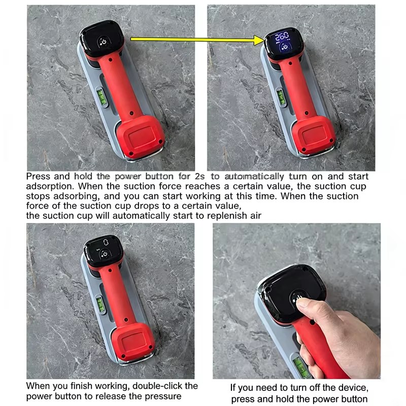Electric Vacuum Suction Cup with LED Display 300Kg Capacity Automatic Air Replenishment Gripster Suction Cup For Glass and Tile listing photo 2