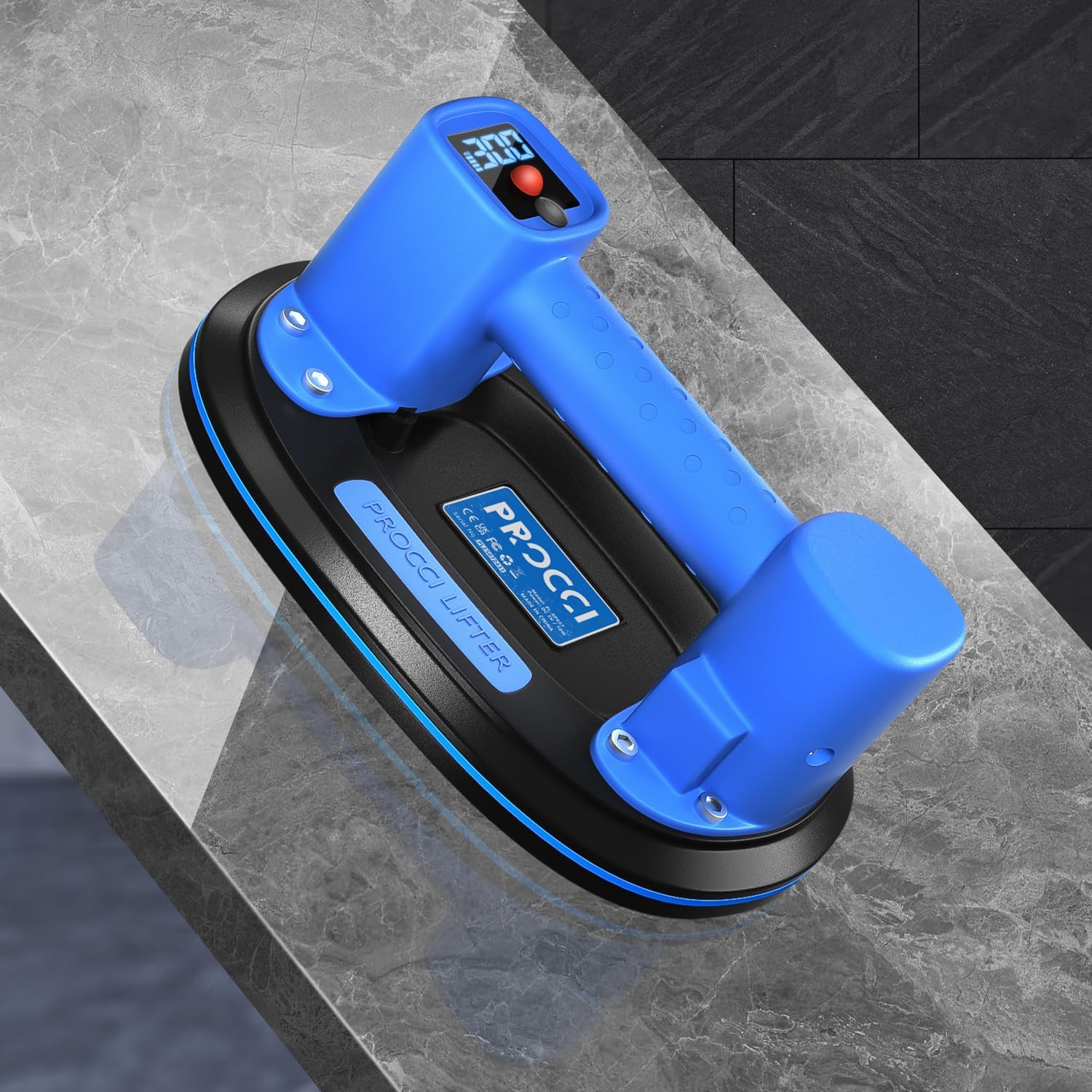 Electric Suction Cup Lifter for Tiles, Glass & Marble – 660LBS/300KG Max Suction, Dual Motors, LCD Display, Powerful Mode for Textured Surfaces listing photo 2