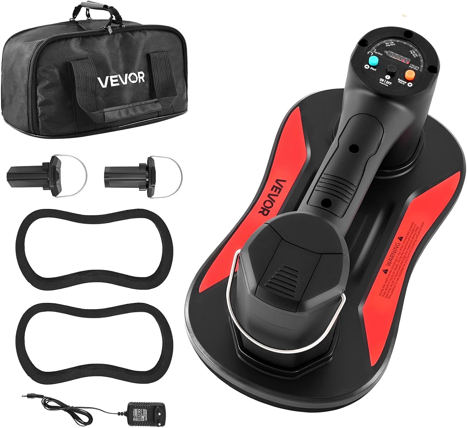 VEVOR Elektrische vacuümzuiglift, 170 kg hefcapaciteit, glazen lifter met digitaal display, tegel-zuignap-gereedschap voor het optillen van tegels