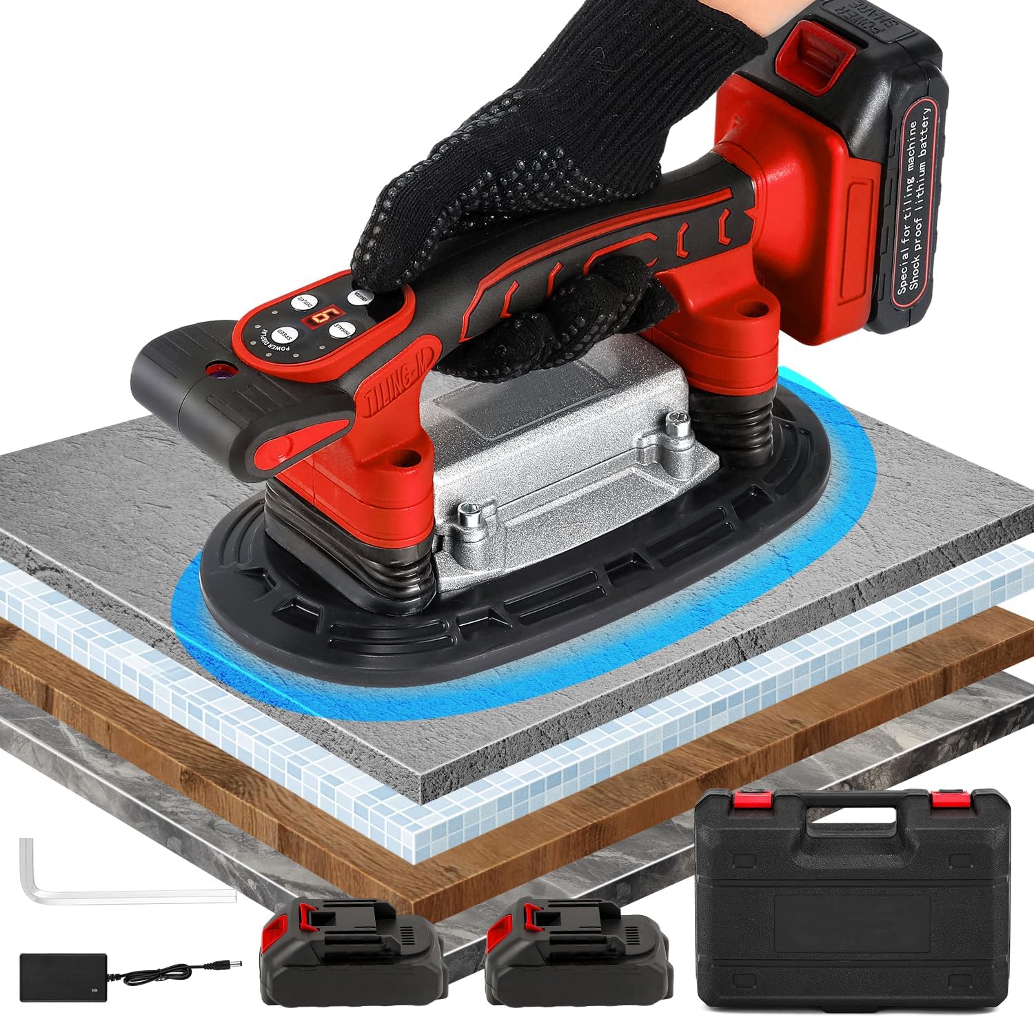 Antstone Tile Vibration Tool 250mm Suction Cup 882lbs/400kg Adsorption Handheld Tile Installation Leveling Machine Tile Vibrator Tool for Tiling listing photo 2