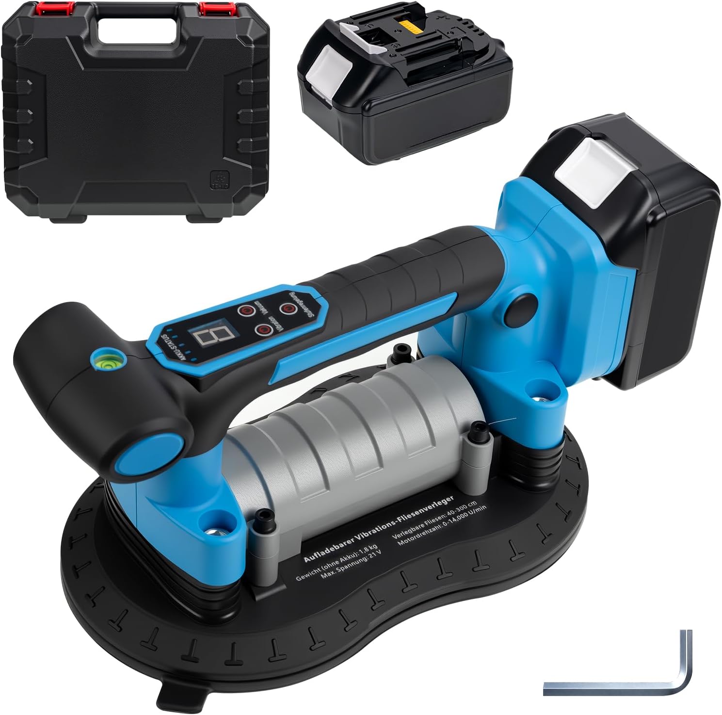 JUYLTOOL 2-in-1 Battery Tile Shaker & 25 cm Battery Suction Lifter Gripster for Makita Battery 18 V