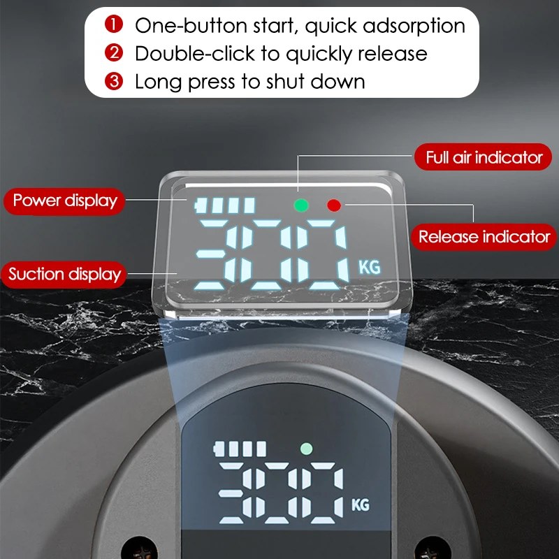 Smart Display Large Electric Vacuum Suction Cup Gripster 300KG Load 4500mAh Vacuum Suckers Lifting Tool for Glass Granite Ceramic Tiles listing photo 2