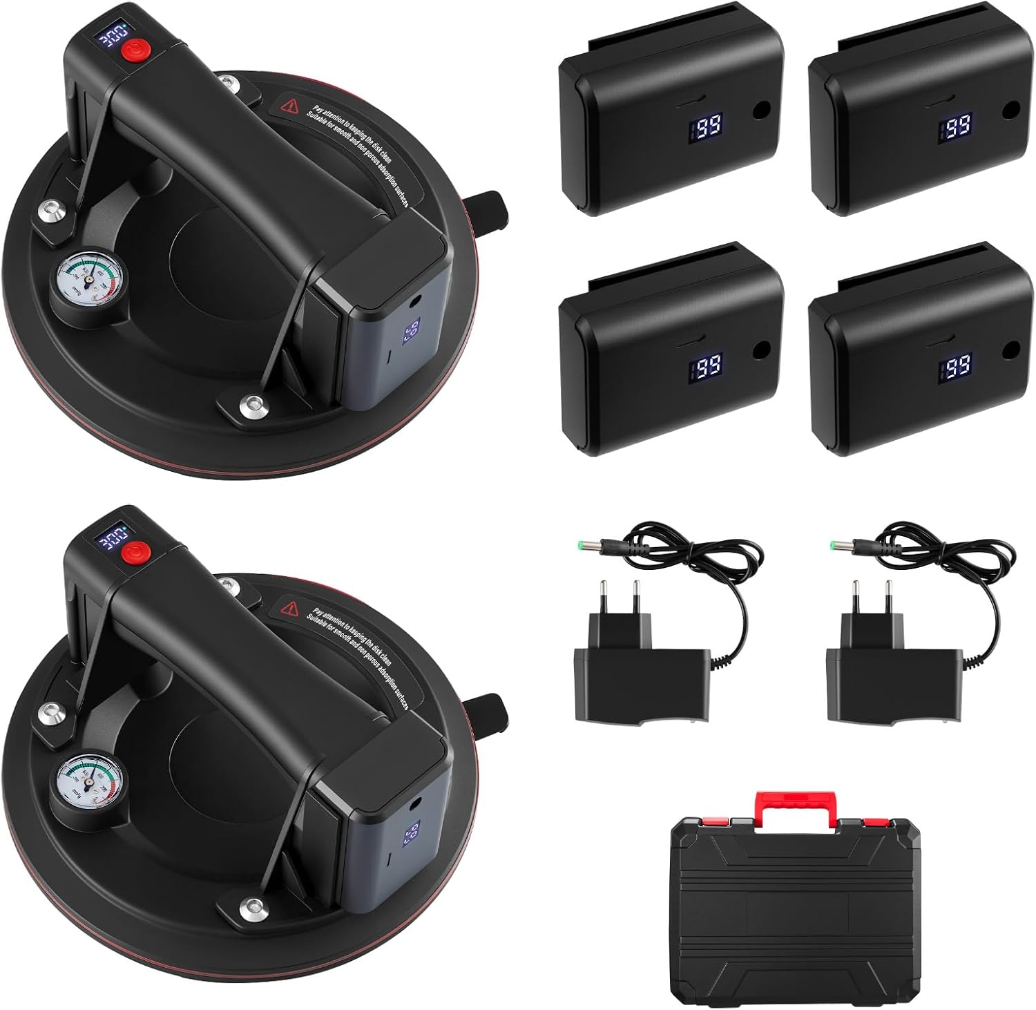 Yabingbos Set of 2 Vacuum Gripsters Battery Suction Lifters Vacuum Lifter Vacuum Cleaner with Pressure Gauge