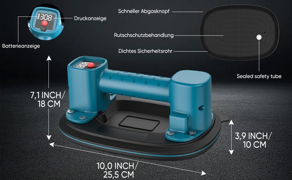 Battery Suction Lifter, 300 kg Load Capacity, Electric Vacuum Lifter with LCD Display & 4000 mAh Battery, Auto Suction Function, Double Motor, 10 listing photo 4