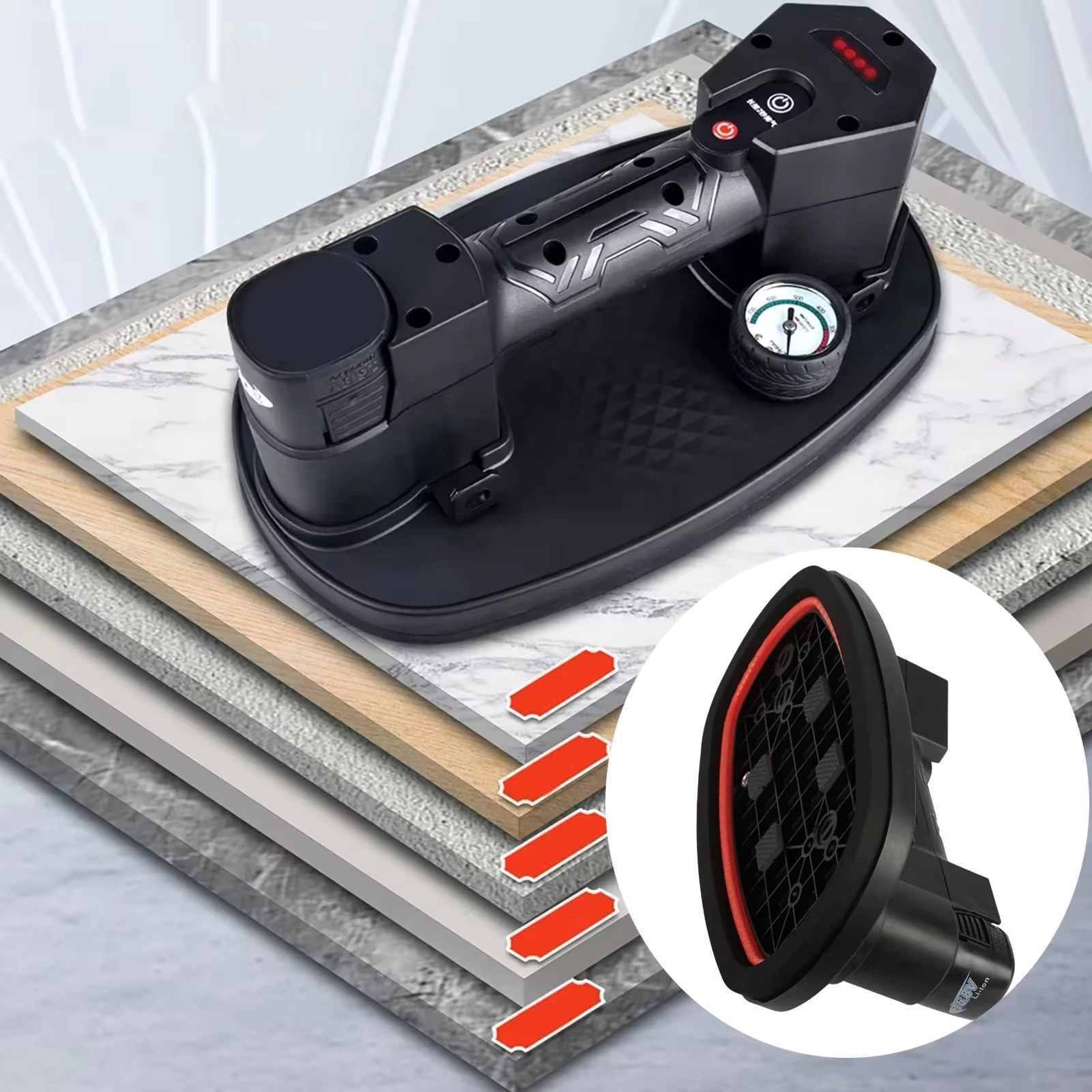 220KG Load Electric Vacuum Suction Cup Gripster for Granite Glass Ceramic Tile Lifting Tool Heavy Duty Air Pump Suction Lifter Machine listing photo 3