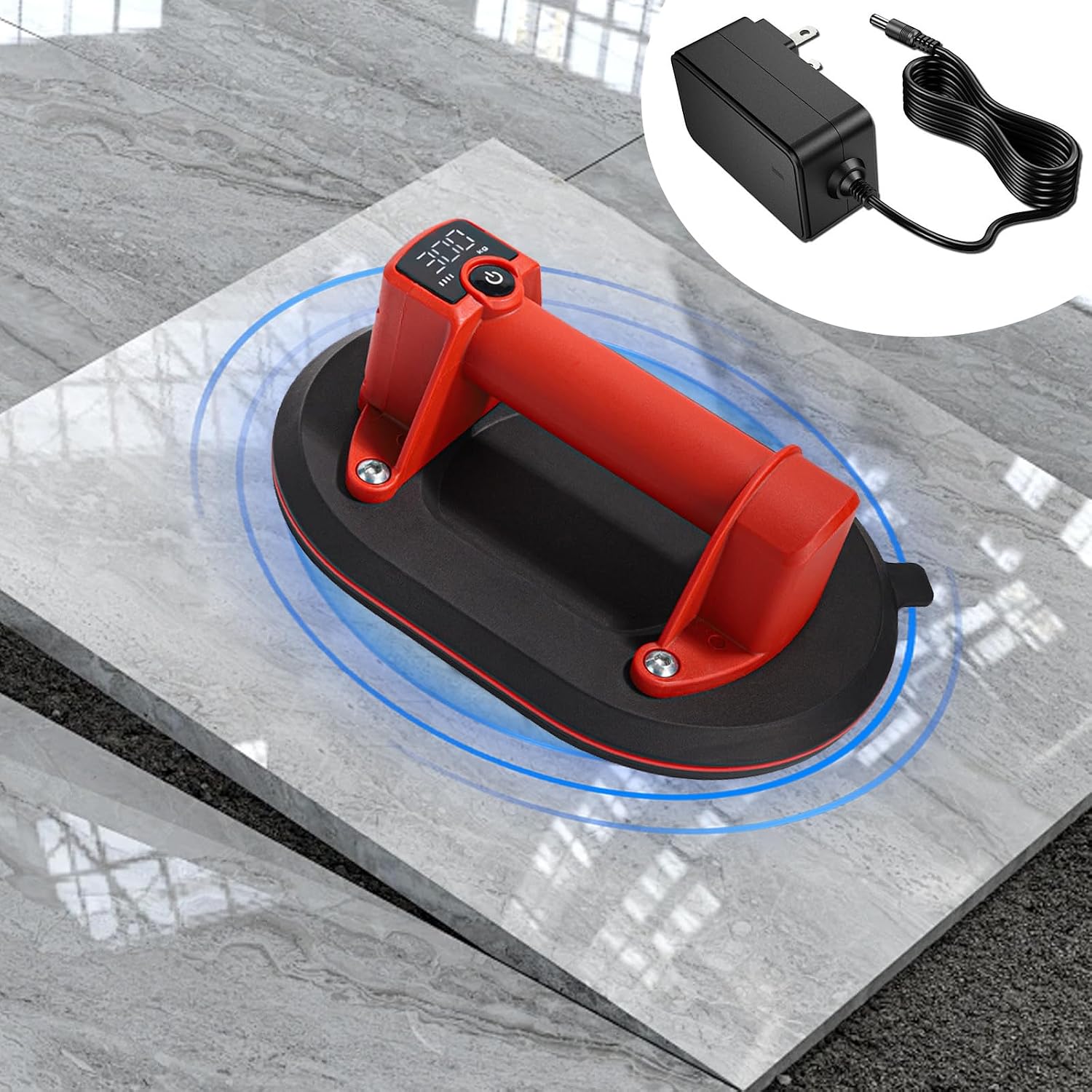 Battery Suction Gripster Lifter, 4000 mAh Battery, 24 cm Diameter, LCD Display for Suction Power and Battery Life