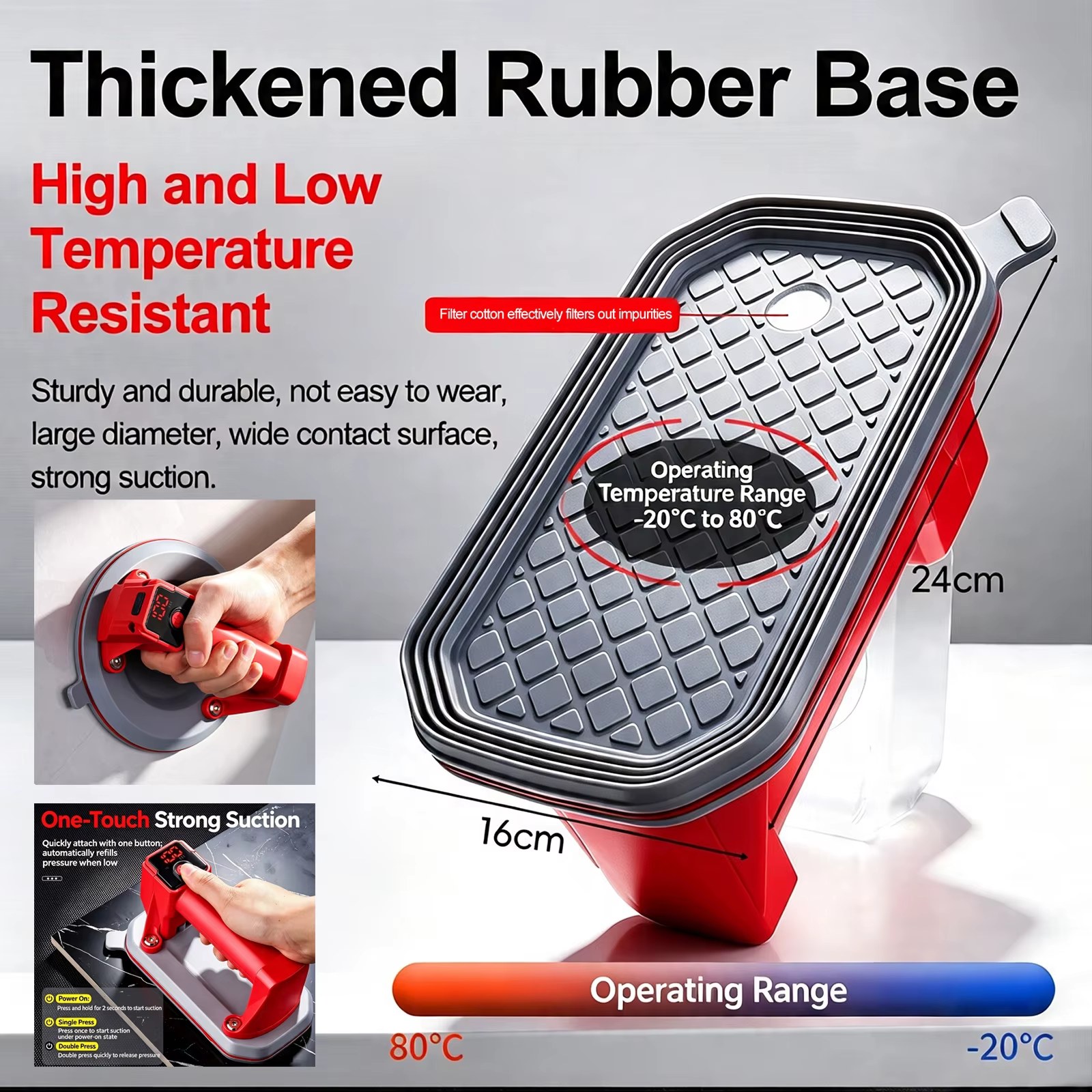 6Inch Thickened Rubber Base Electric Suction Cup for Tiles 100KG Heavy Lifter Automatic Air Powerful Glass Gripster Handling Suction