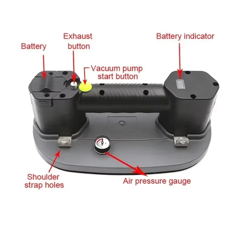 2600mAh Electric Vacuum Suction Cups Gripsters for Tile Glass Granite Metal Wood 180KG Bearing Capacity Heavy Duty Lifter Powerful Suckers listing photo 2