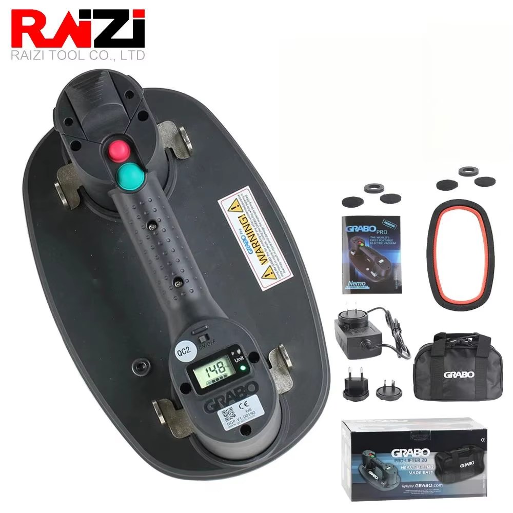 Raizi GRABO Pro version Electric Vacuum Suction Cup Gripster with Battery for Wood Drywall Granite Glass Tile Slab Lifting Carry Tool