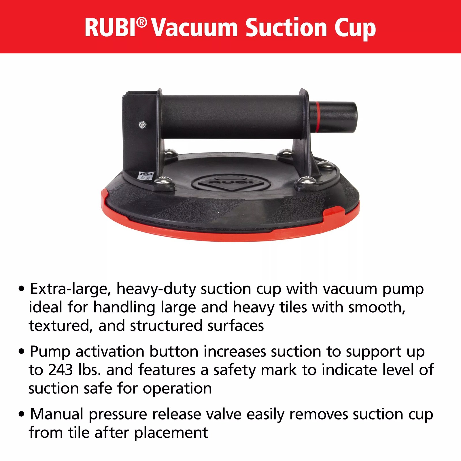 Rubi Vacuum Suction Cup Gripster for Tile Handling listing photo 4
