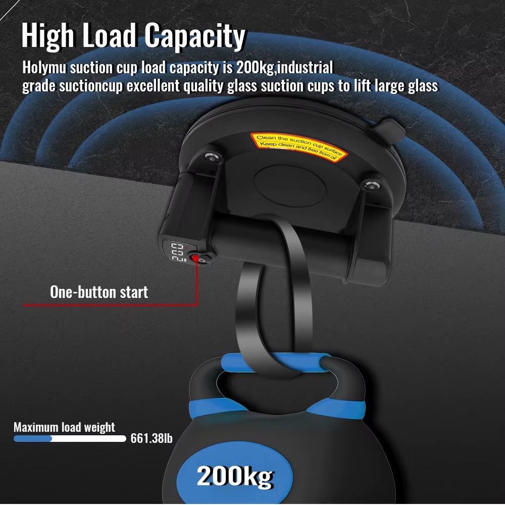 200KG 1800 Mah Load Electric Vacuum Suction Cup Display Heavy-Duty Hand-held Strong Suckers Air Pump Granite Glass Tile Gripster Lifter