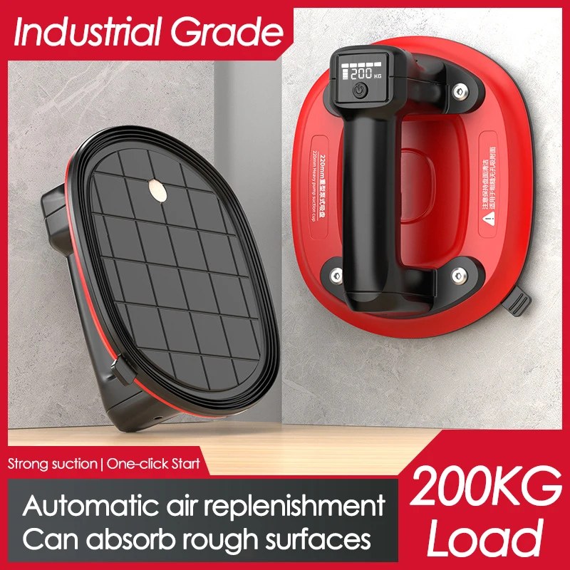 5000mAh Intelligent Display Electric Vacuum Suction Cup Gripster 200KG Load Heavy-Duty Electric Suction Lifter for Glass Ceramic Tiles