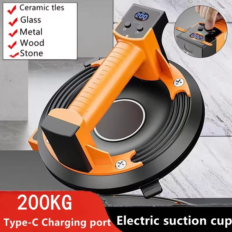 Power Electric Vacuum Air Pump Suction Cup Type-C Charging Tile Fixing Tool Suction 200kg Electric Glass Handling Suction Lifter Gripster