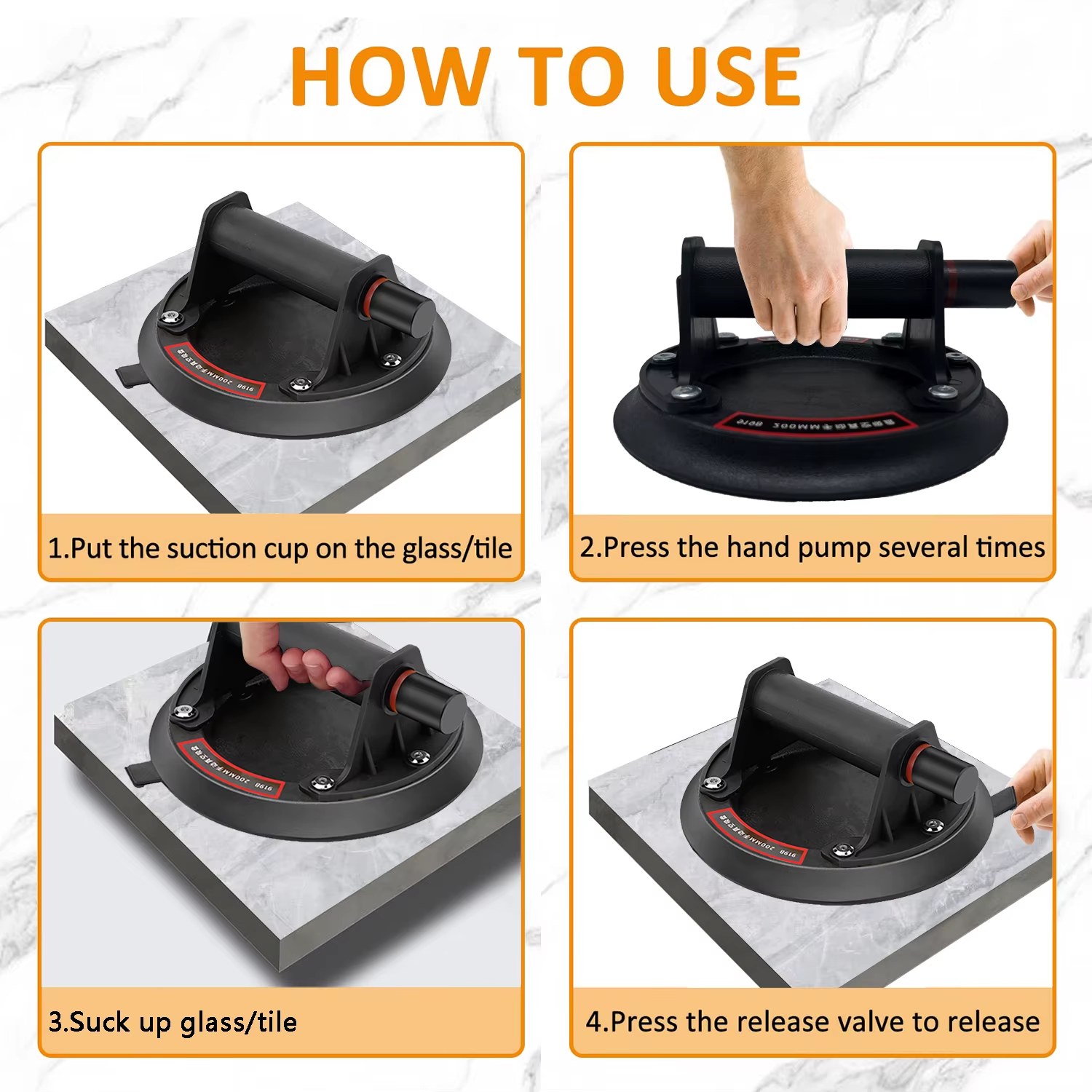 20CM diameter Vacuum Suction Cup Gripster granite Glass Tile Suckers Manual lifting 8 Inch 220kg Bearing Capacity Heavy Suction Cup
