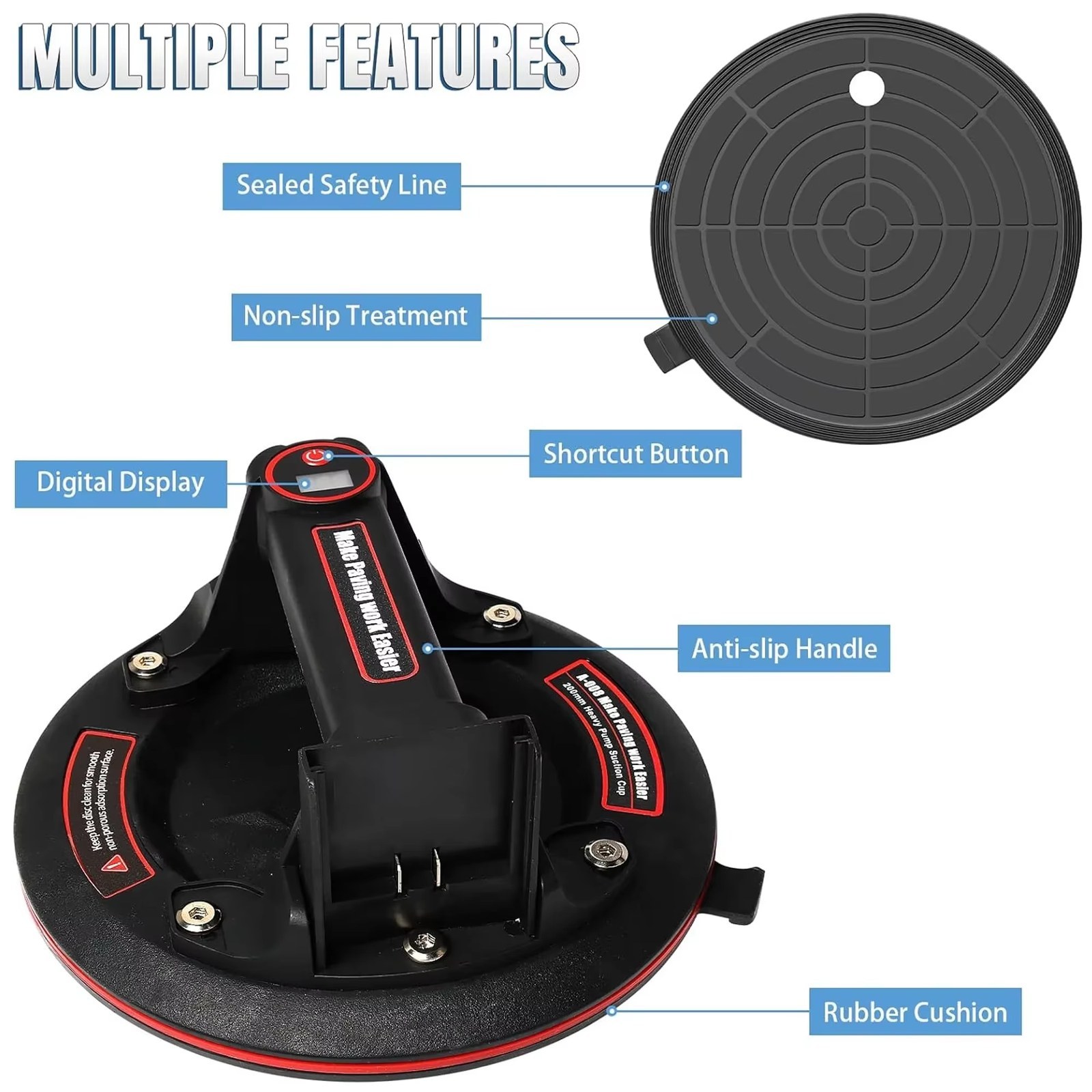 Motorized glass gripster suction cups, 8-inch vacuum removable battery suction cups, convenient and practical, handling