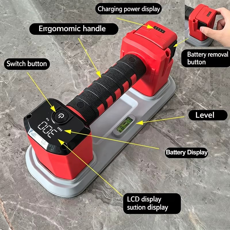 300KG Automatic Air Smart Electric Vacuum Suction Cup Gripster Industrial Grade Heavy-Duty Handheld Pump for Glass and Tiles 4000mAh Box listing photo 3