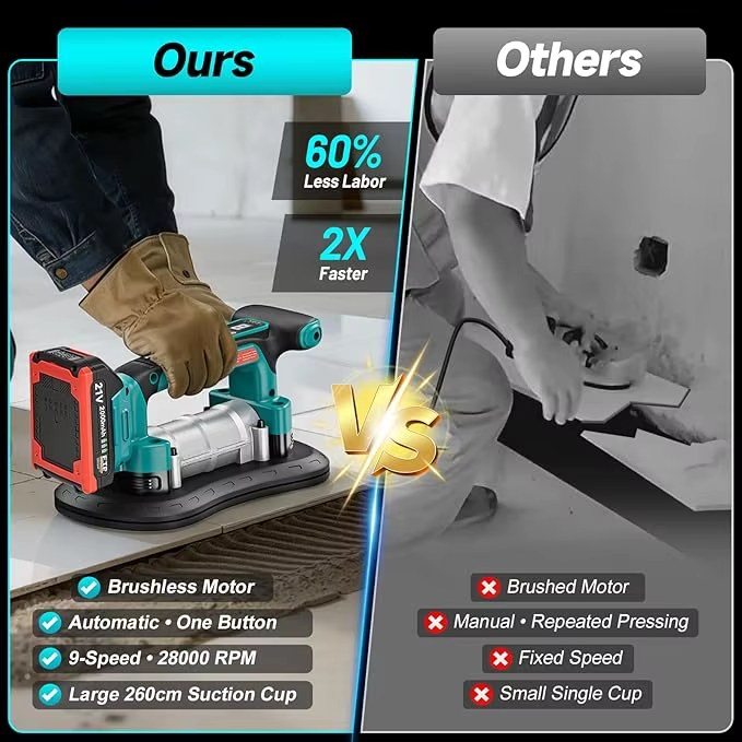 YEARTOP 500KG 9 Gear Tile Tiling Machine Suction Cup Gripster Tile Vibration Leveling Tile Laying Vibrating Tool For Makita 18V Battery listing photo 4