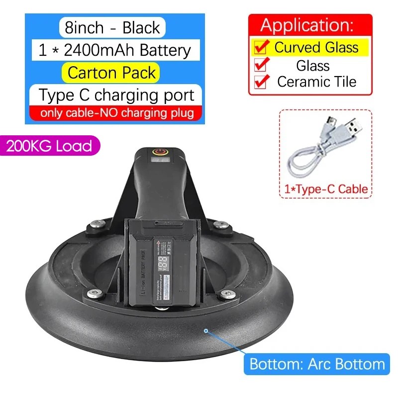 6/8/9in Electric Vacuum Suction Cup Gripster Industrial Grade Heavy-Duty Glass Tile Suckers Building Materials Lifting Tools 100-220KG listing photo 4