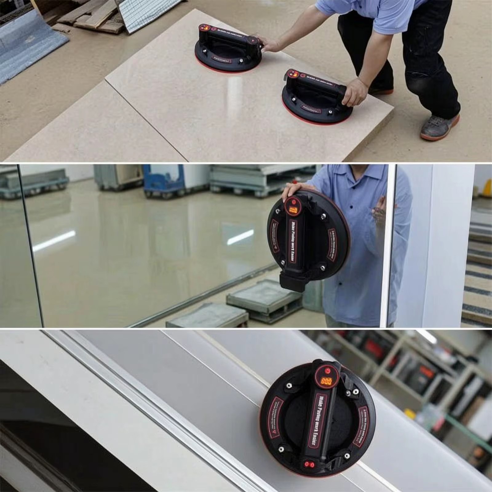 Battery Powered Glass Gripster Lifter Three-Layer Electric Suction Cup Vacuum Suction Cup with Handle Rechargeable Lifting Tool Cordless listing photo 2