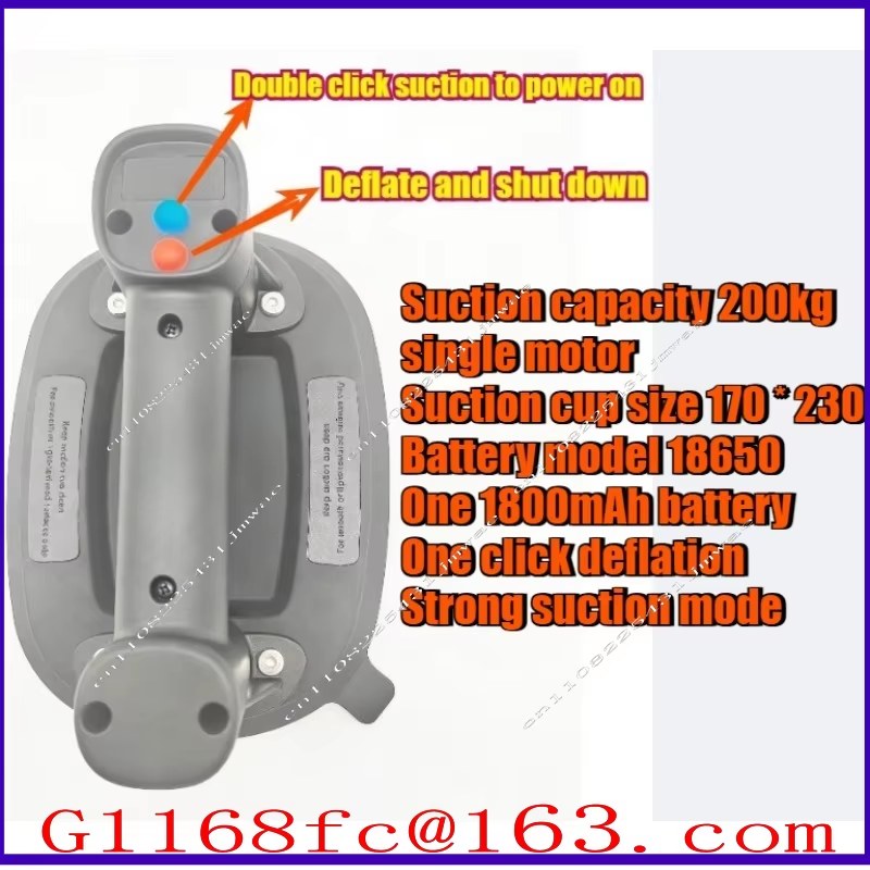 200KG Electric Vacuum Suction Cup Gripster 170×230mm Single Motor 18650 Battery One-Key Release Heavy Duty Glass Lifter listing photo 2