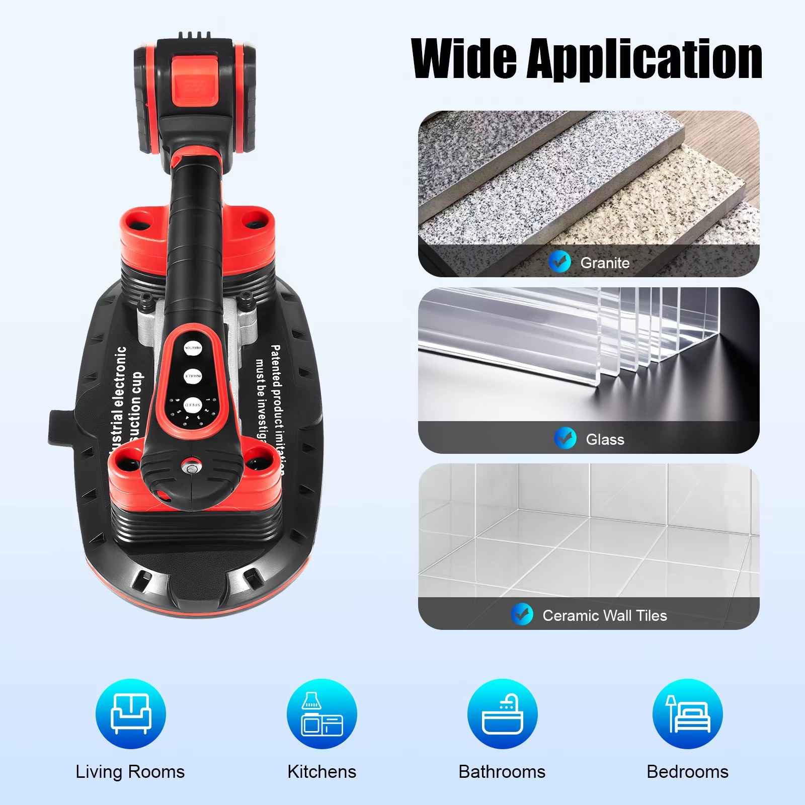 Tile Vibration Tool 21V Large Suction Cup Gripster Pure Copper 6 Gears for Moving and Installing Wall/Floor Tiles listing photo 5