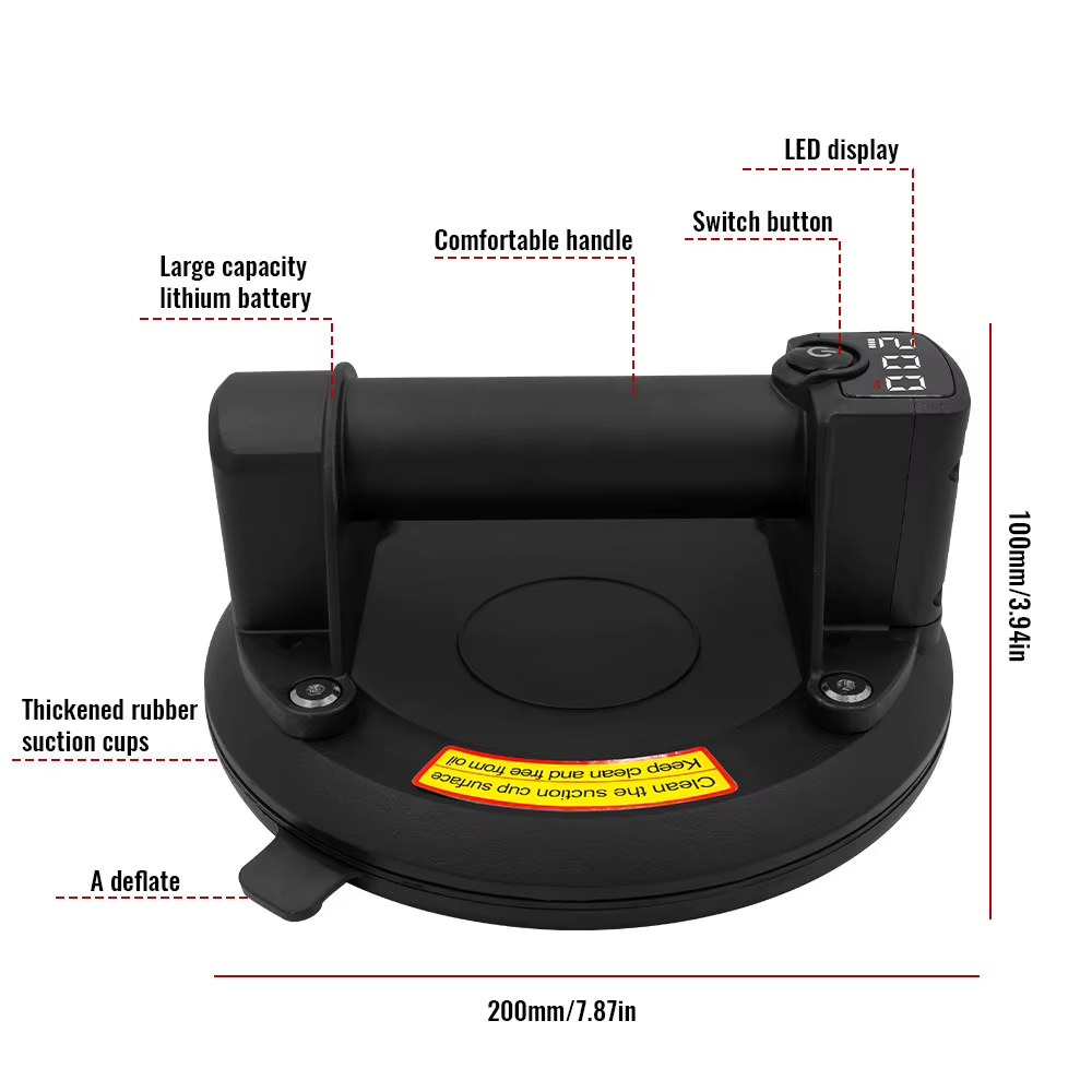 P5 Long Battery Life Chargeable Electric Vacuum Suction Cup Gripster for 200kg Glass Marble Handling with One-button Adsorption Control listing photo 5