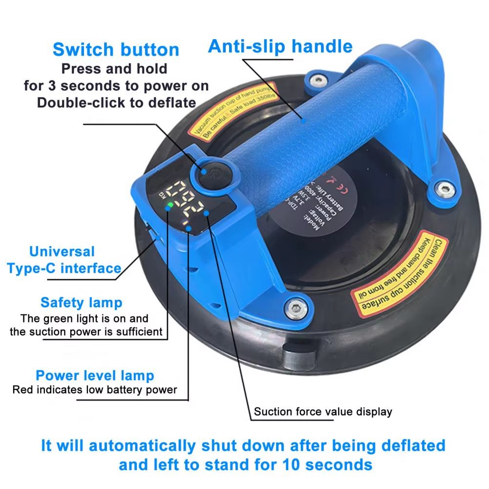 Electric Glass Gripster Suction Cup Lifter with 4000mAh Battery Powerful Motor 600lb Max Load Heavy-Duty Vacuum Suction Cup listing photo 4