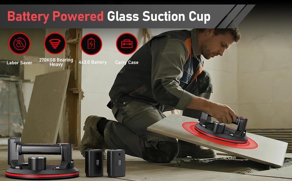 CozyGOO 8'' Vacuum Suction Cup Lifter Gripster with Two 3000 mAh Batteries listing photo 2
