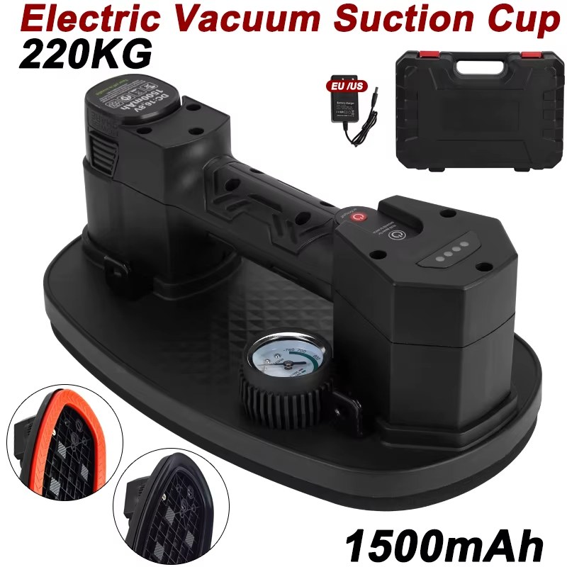 220KG Load Electric Vacuum Suction Cup Gripster for Granite Glass Ceramic Tile Lifting Tool Heavy Duty Air Pump Suction Lifter Machine