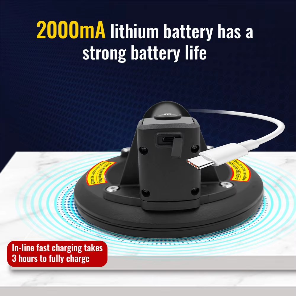 8-inch Electric Vacuum Suction Cup Gripster 200kg Duty Vacuum Lift, Suitable for Granite Tile Glass, with Rechargeable 1800 Mah Battery
