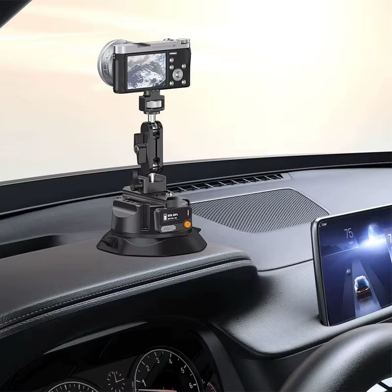 4.5 Inch Electric Auto Pump Suction Cup Gripster Camera Mount with Aluminum Ball Head Magic Arm Compatible with DJI Insta360 Go Pro