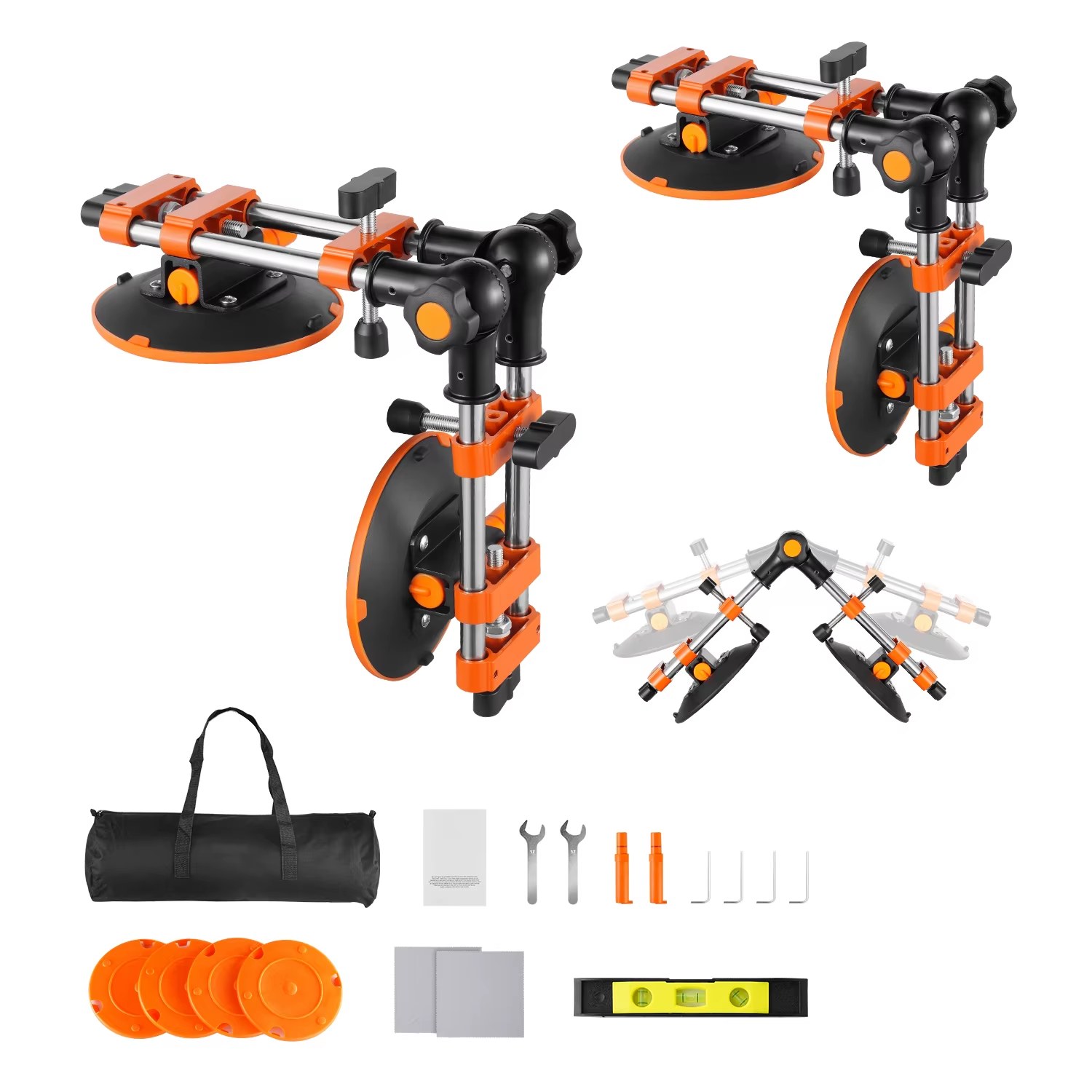 SucceBuy 2 Packs Seamless Granite Seam Setter 90°-120° Adjustable with 6in Suction Cups Gripster Seam Joiner for Tile Joining & Leveling
