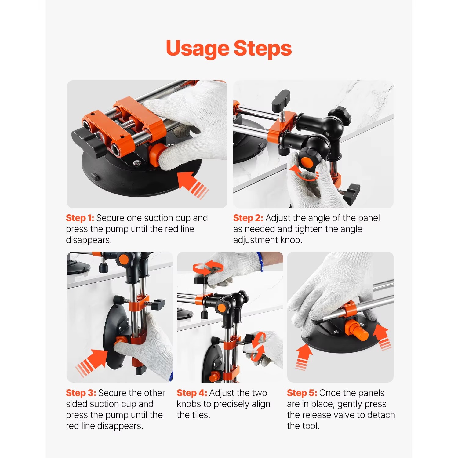 SucceBuy 2 Packs Seamless Granite Seam Setter 90°-120° Adjustable with 6in Suction Cups Gripster Seam Joiner for Tile Joining & Leveling listing photo 5