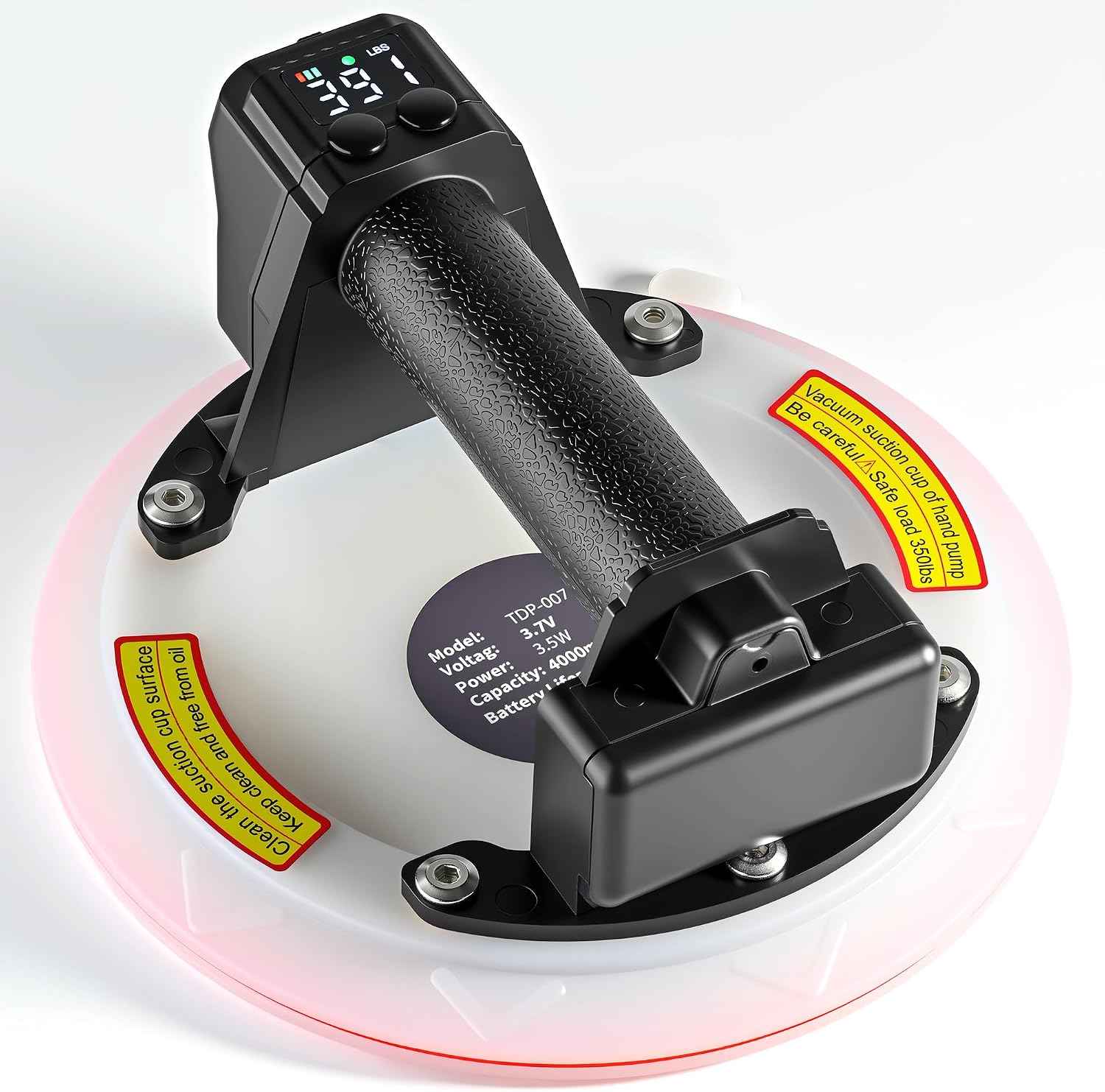 Elektrische zuignappen gripsters, 8 inch vacuümheffers voor gladde en ruwe oppervlakken, Type C-oplaadpoort, ondersteunt meer dan 200 kg belasting
